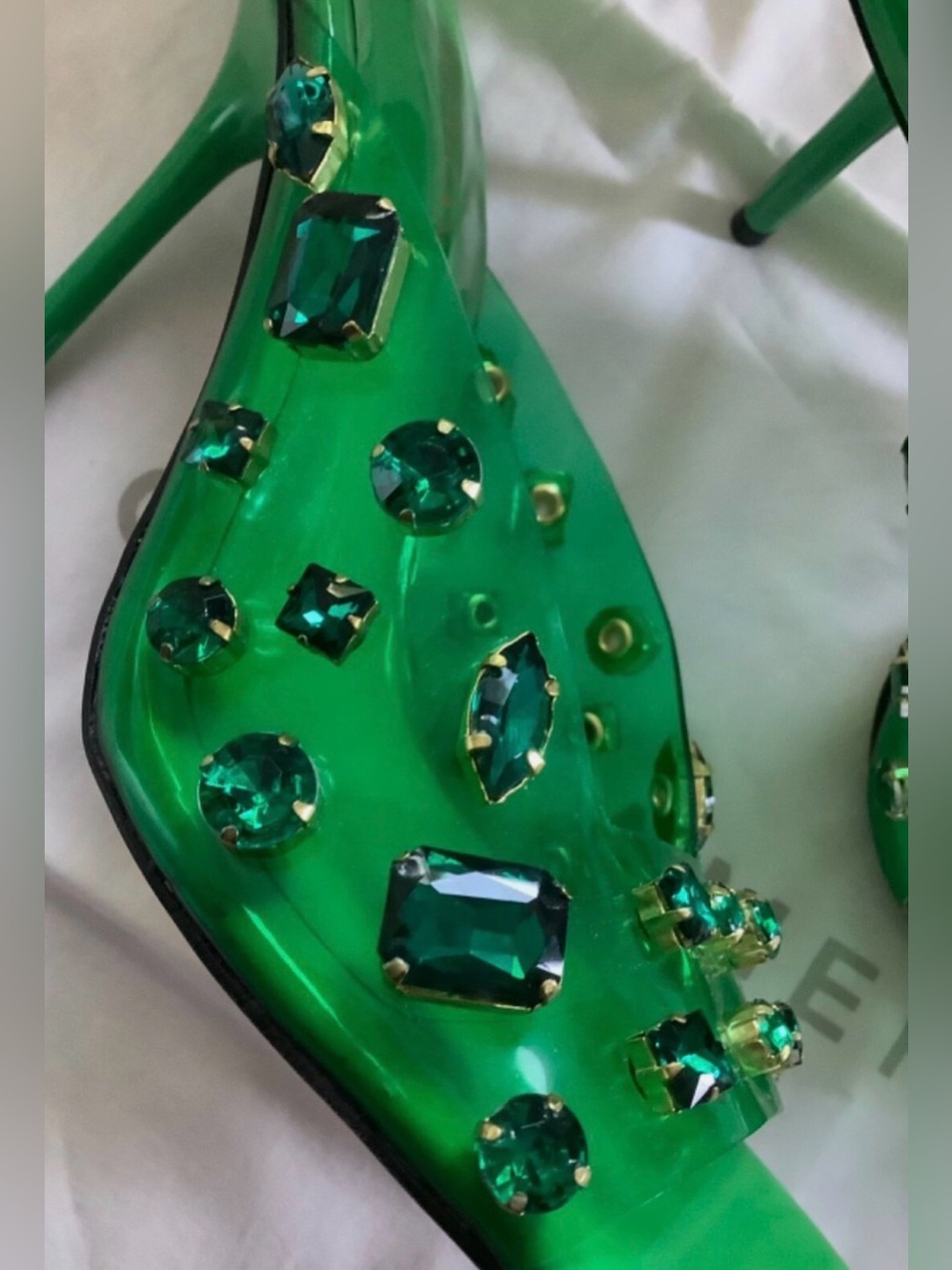 Good American Emma square, Diamonds Forever Mule in Summer Green, size 6.5 - Picture 2 of 8